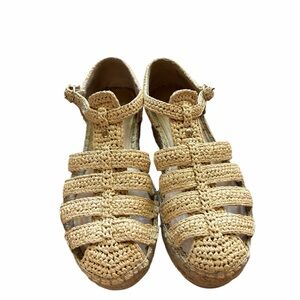 Steve Madden Natural Beige Woven Espadrille Sandals size 6